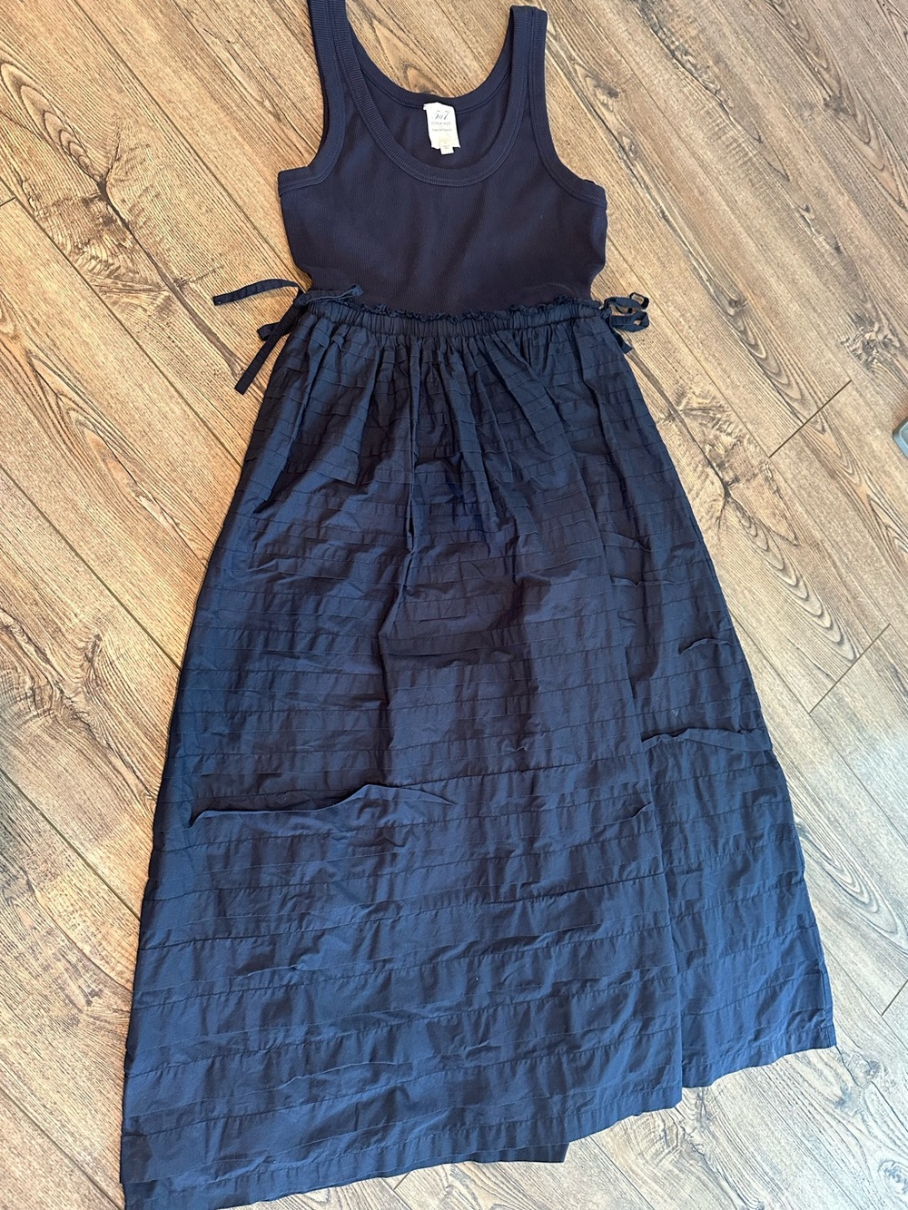 cinq a sept Navy Sleeveless Midi Dress with Gathered Waist